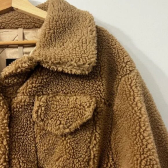 Ugg Women’s Frankie Sherpa Trucker Jacket Chestnut Size Large Minimalist Casual - Picture 2 of 6